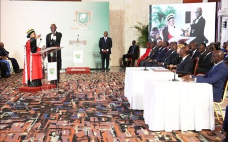 Conseil constitutionnel : la nouvelle présidente, Chantal Nanaba Camara, prête officiellement serment devant le Président de la République, Alassane Ouattara