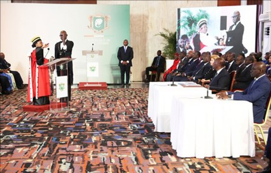 Conseil constitutionnel : la nouvelle présidente, Chantal Nanaba Camara, prête officiellement serment devant le Président de la République, Alassane Ouattara