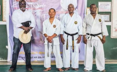 GIKASH: Perfectionnement  et Renforcement techniques de Shito Ryu Karaté DO/ Le grand maître Ryozo Tsukada enseigne les karatékas ivoiriens