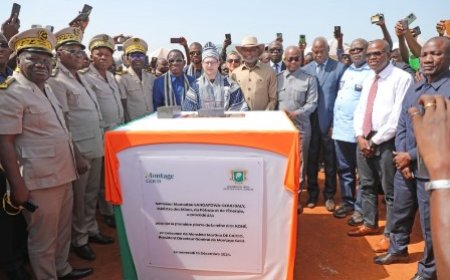 Kani : pose de la 1ère pierre de la future grande mine d'or "Koné", à Batogo