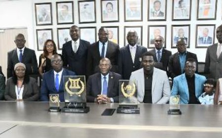 Le super Ebony et meilleur journaliste sportif 2024 : Ehouman Faustin et Thomas Gora honores par la Ministre Délégué Adje Silas Metch