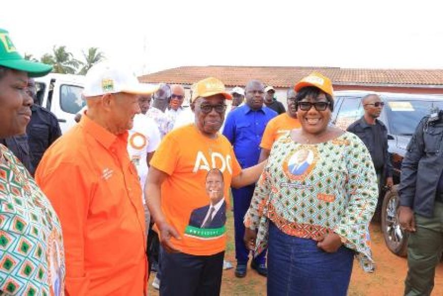 Campagne du RHDP dans le  Sud-Comoé : Anne Oulotto aux côtés d’Eugène AKA Aouélé à Assinie