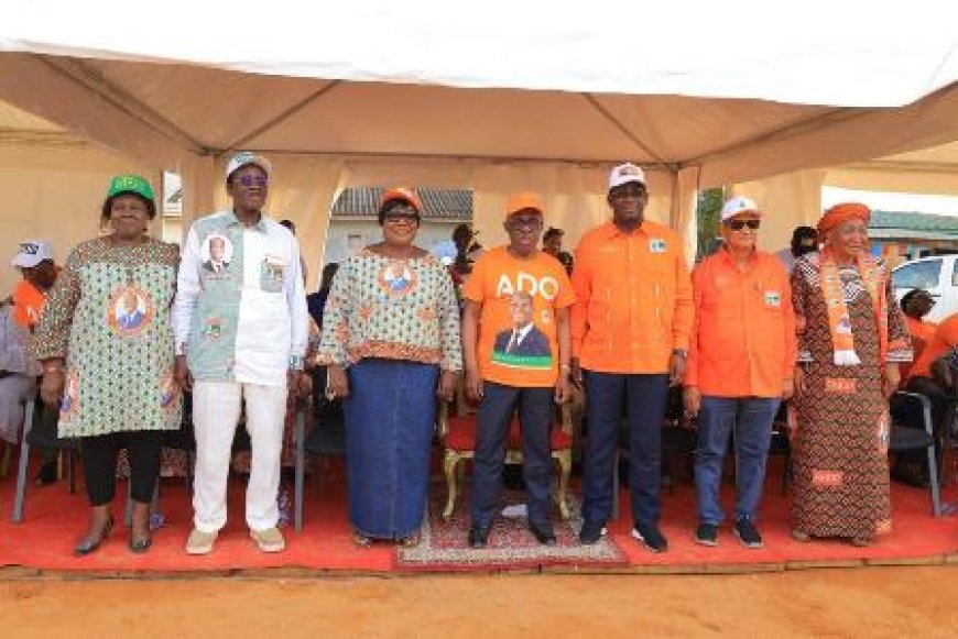 Campagne du RHDP dans le  Sud-Comoé : Anne Oulotto aux côtés d’Eugène AKA Aouélé à Assinie